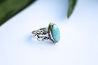 Anillo de plata esterlina Larimar azul con forma de marquesa, anillo de uso diario AR-1191