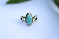 Anillo de plata esterlina Larimar azul con forma de marquesa, anillo de uso diario AR-1191