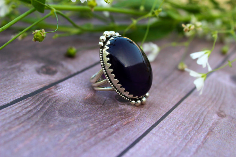 Oval shape Amethyst Ring, Statement Ring, AM-1013