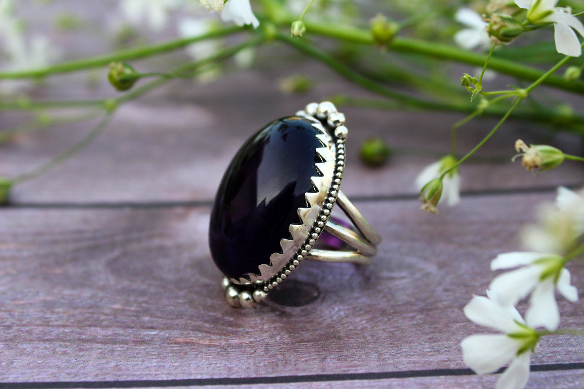 Oval shape Amethyst Ring, Statement Ring, AM-1013
