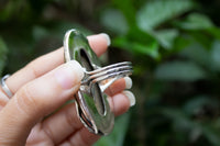 Azurite Malachite Ring with Oak Leaf & Snake, AR-6643