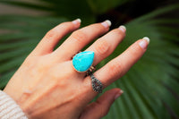 Handmade Arizona Turquoise Three Split Band Ring AR-2056 - Its Ambra