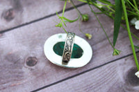 Anneau de malachite en argent sterling de forme ovale de déclaration, anneau de pierre verte, AR-2014