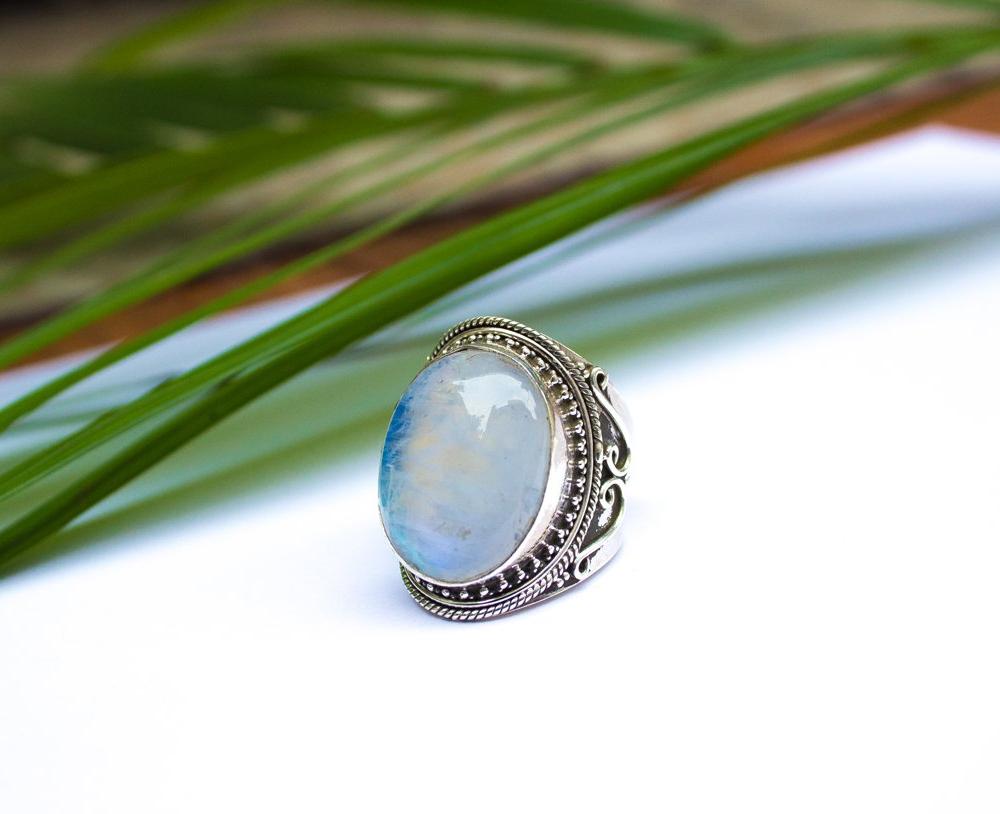 Moonstone Ring, Solid 925 Sterling Silver Ring, Silver Moonstone Ring, Oval Moonstone Ring, Cocktail Ring AR-1119
