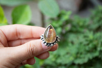 Rutilated Quartz Ring, Golden Rutile Ring, Sterling Silver SKU 6050