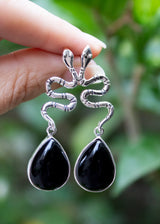 Black Onyx Snake Earrings AE-6647