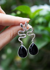 Black Onyx Snake Earrings AE-6647