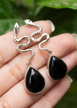 Black Onyx Snake Earrings AE-6647