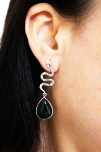 Black Onyx Snake Earrings AE-6647