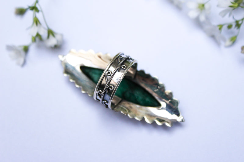 Anillo de plata esterlina con piedra preciosa esmeralda en forma de marquesa, anillo artesanal, AR-1135