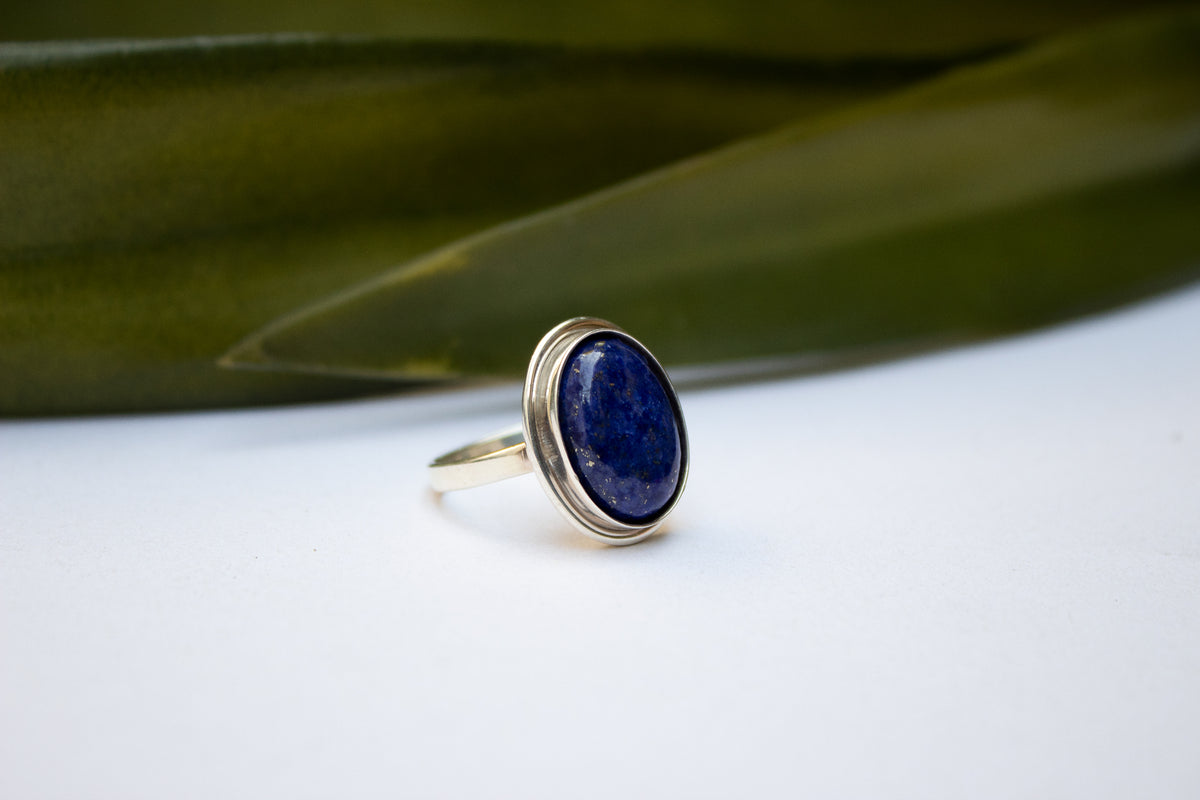 Bague Lapis Lazuli Naturelle, Argent Sterling, Pierre de Naissance Septembre SKU 6060