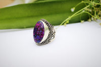 Anillo turquesa, anillo de plata esterlina turquesa cobre púrpura, anillo turquesa Mohave, anillo hecho a mano, joyería turquesa, anillo Boho, anillo bohemio AR-1153