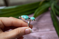 Anillo turquesa, anillo de plata esterlina turquesa, Boho, anillo hecho a mano, joyería turquesa, anillo de piedra de nacimiento de diciembre AR-1157