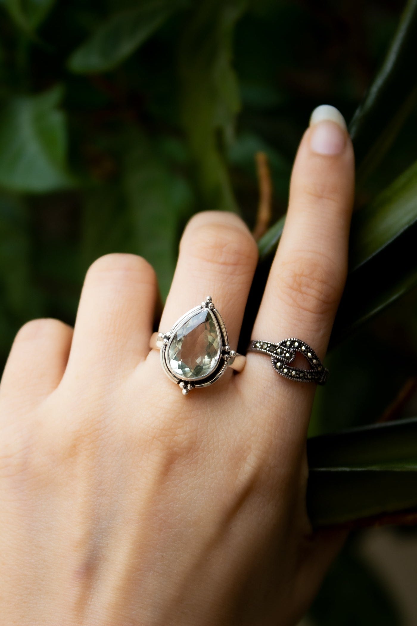 Green Amethyst Ring, Sterling Silver, Gift for Women, Artisan Ring SKU 6044
