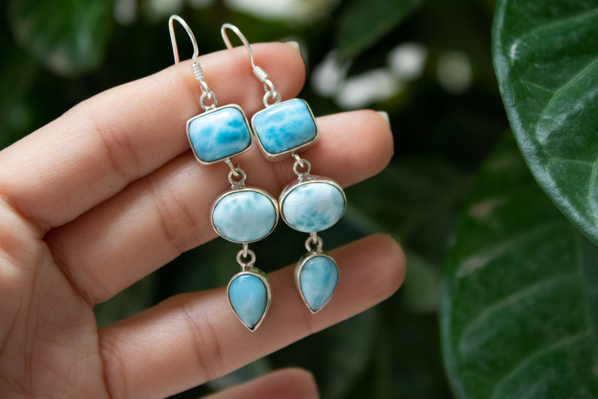 Larimar stone sale earrings