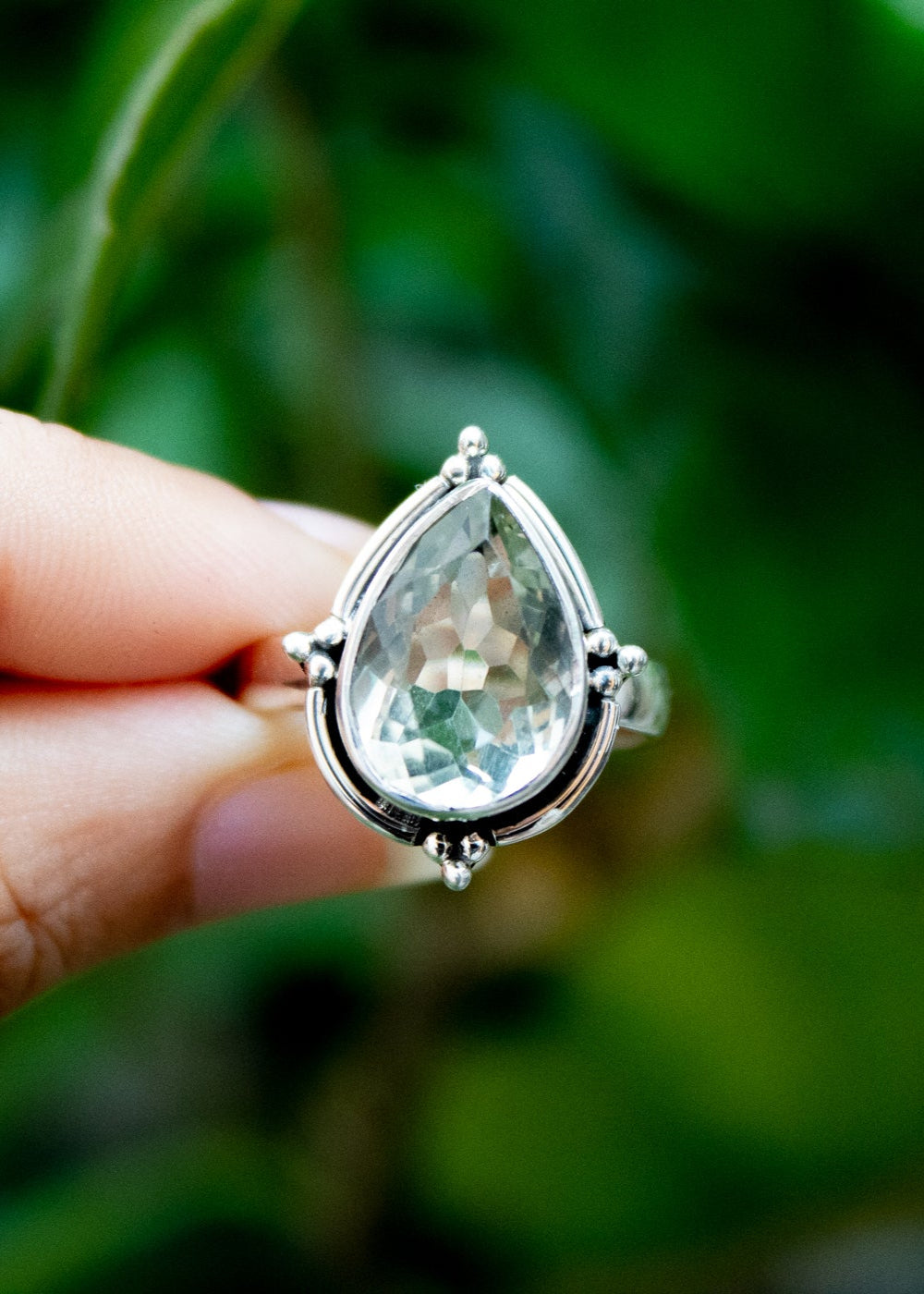 Green Amethyst Ring, Sterling Silver, Gift for Women, Artisan Ring SKU 6044