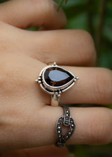 Natural Smokey Quartz Ring, Capricorn Birthstone, Brown Stone SKU 6068