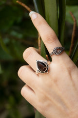 Natural Smokey Quartz Ring, Capricorn Birthstone, Brown Stone SKU 6068