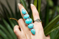 Bohemian Statement Natural Turquoise Sterling Silver Ring, AR-3082