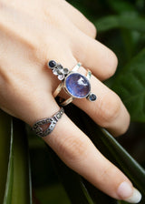 Floral Tanzanite Ring Sterling Silver SKU 6011