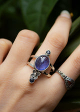 Floral Tanzanite Ring Sterling Silver SKU 6011