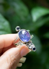 Floral Tanzanite Ring Sterling Silver SKU 6011