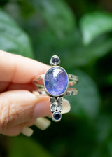 Floral Tanzanite Ring Sterling Silver SKU 6011