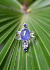 Floral Tanzanite Ring Sterling Silver SKU 6011