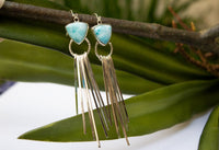 Triangle Sterling Silver Larimar Fringe Earrings AE-1048 - Its Ambra