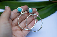 Handmade Sterling Silver Larimar Hoop Earrings AE-1040 - Its Ambra