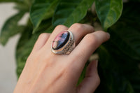 Anillo de rodonita, anillo de plata esterlina de rodonita, anillo de piedra de rodonita natural, joyería de rodonita hecha a mano AR-1238