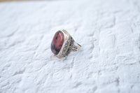 Anillo de plata esterlina de rodonita, anillo de piedra de rodonita natural, joyería de rodonita hecha a mano, anillo boho
