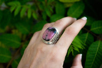 Rhodonite Sterling Silver Ring, Natural Rhodonite Stone Ring, Handmade Rhodonite Jewelry, Boho Ring