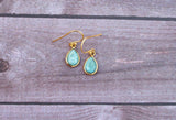 Larimar Earrings Gold Plated Larimar Jewelry, Blue Stone Earrings, AE-1039 - Its Ambra