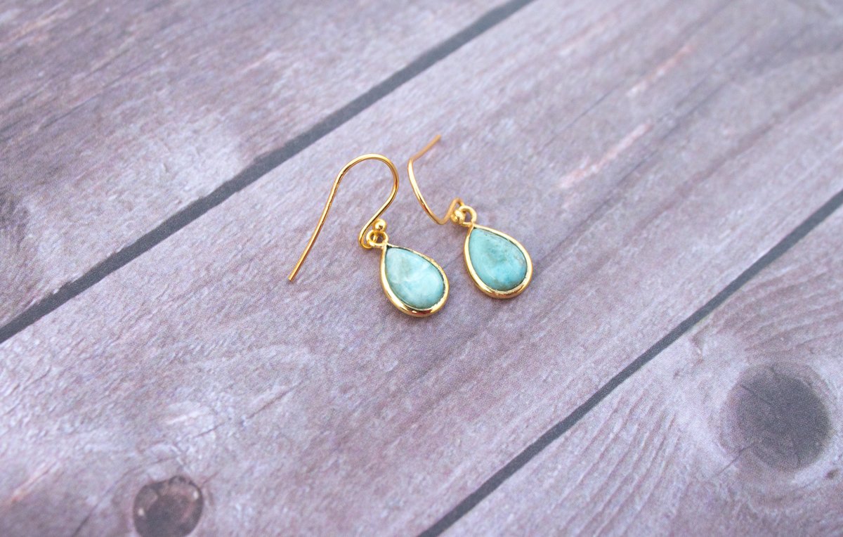 14K Larimar Drop newest Earrings