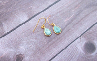 Larimar Earrings Gold Plated Larimar Jewelry, Blue Stone Earrings, AE-1039 - Its Ambra