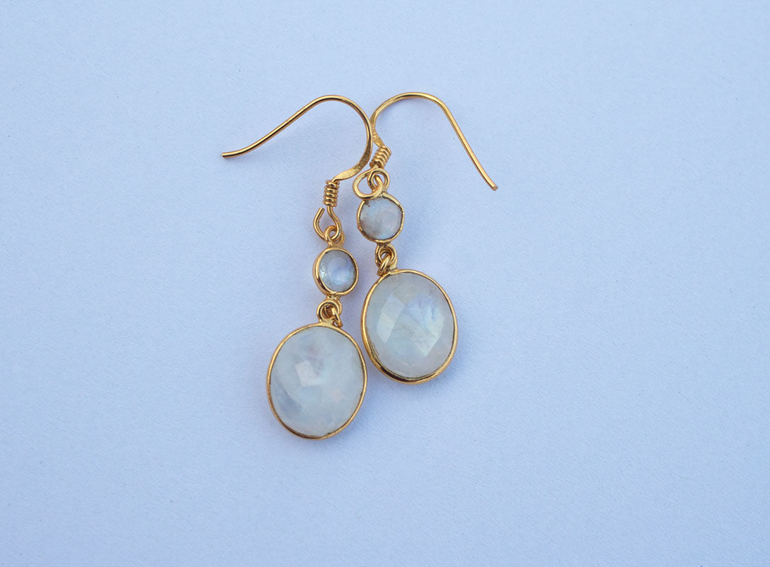 Moonstone Earrings Sterling Silver, Gold Plated Earrings, Wedding Jewelry AE-1068
