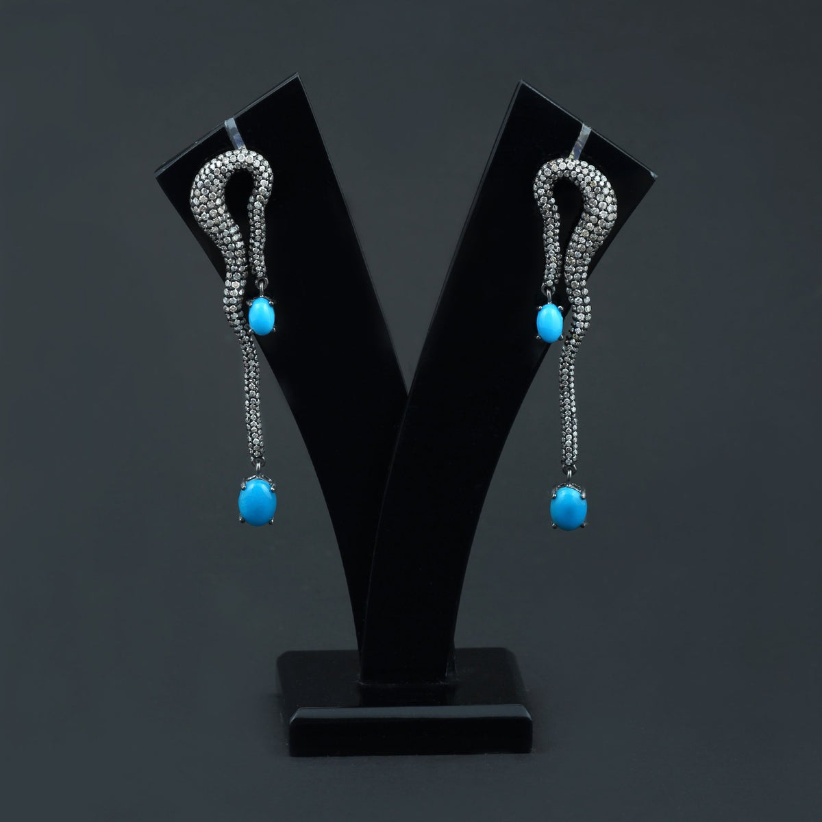 Sleeping Beauty Turquoise and Diamond Snake Earrings AE-1235 - Its Ambra