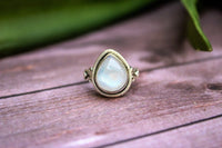 Moonstone Ring Sterling Silver, Pear Shape Boho Ring AR-1109 - Its Ambra