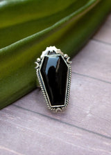 Bague Onyx Noir Cercueil, AR-3038