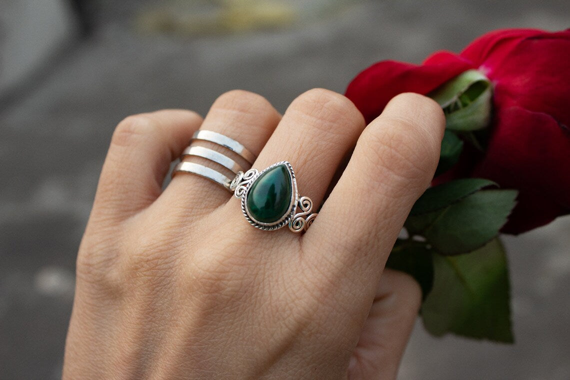 Bague malachite verte sale