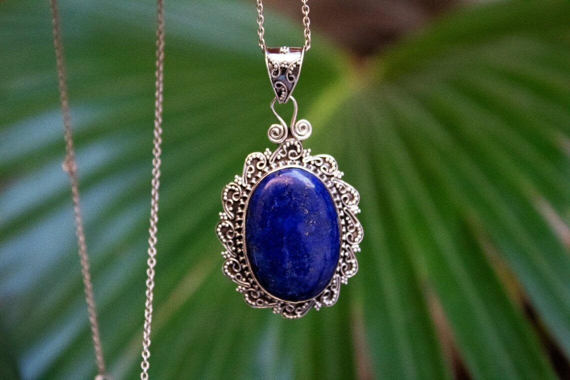 Boho Southwestern Blue Lapis Lazuli Pendant, AP-5015