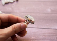 Anillo de piedra lunar, anillo de forma ovalada de piedra lunar natural, SKU 6123