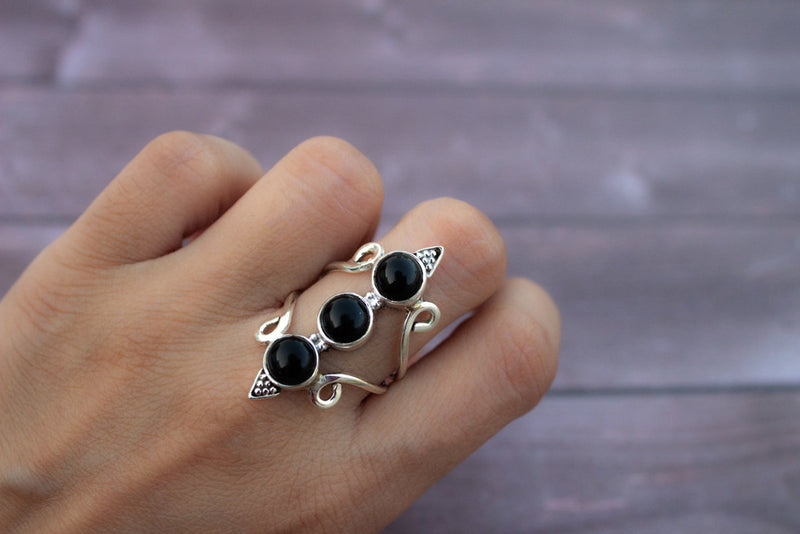 Black Onyx Ring, Friendship Ring, Boho Ring, SKU 6215