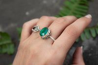 Anillo de esmeralda, anillo de esmeralda de plata esterlina, anillo de apilamiento, anillo de banda retorcida, SKU 6256