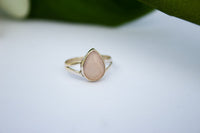 Anillo de plata esterlina de cuarzo rosa, anillo de piedra rosa pálido, Boho, SKU 6227
