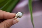 Rainbow Moonstone Ring, Sterling Silver, Boho, SKU 6169