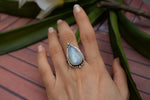 Pear Shape Rainbow Moonstone Ring, June Birthstone, SKU 6283