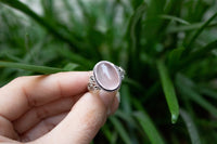 Rose Quartz Ring, Rose Quartz Sterling Silver Ring, Boho, SKU 6130