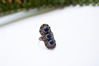 Lapis Lazuli Ring, Indigo Blue Stone Ring, September Dainty Ring, SKU 6259